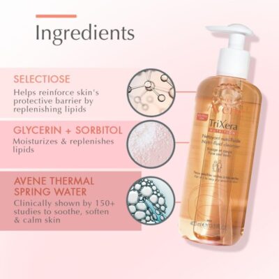 Avene Trixera جل استحمام لطيف ومنظف ومغذي للبشرة الجافة والحساسة جدًا، ومناسب للرضع والأطفال والبالغين. يحتوي على تركيبة خالية من الصابون والمواد القاسية،