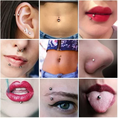 BODY PIRCING حلقان للجسم الوان و احجام مختلفة (10 حبات)